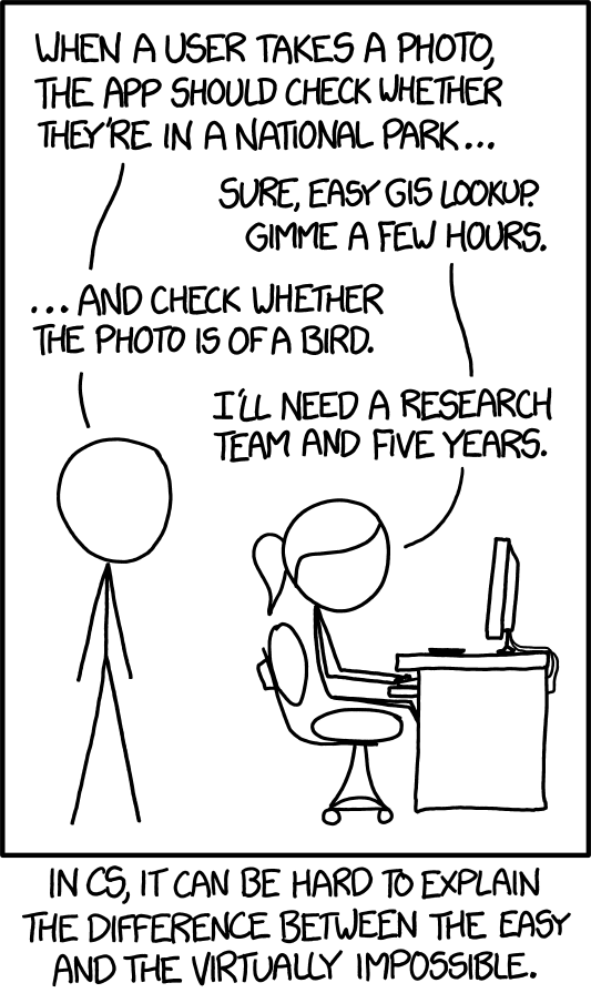 Image recognition might be hard, but reverse geocoding in 2018 is a breeze. ([Source](https://xkcd.com/1425/)\)